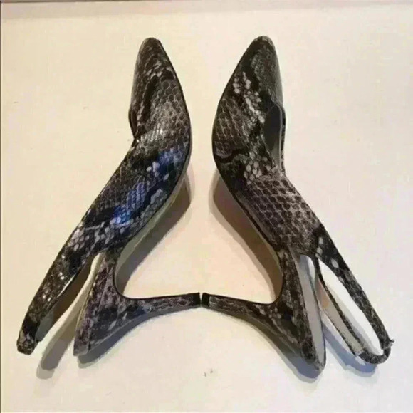 express Heels Snakeskin Print Pointy Toe Slingback - Picture 4 of 9